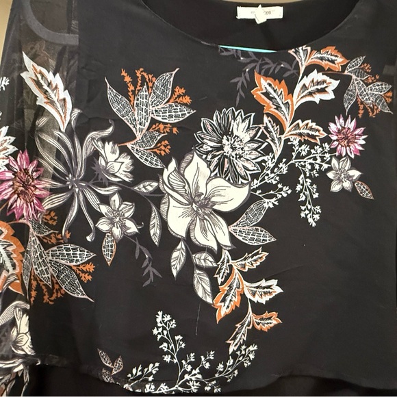 Maurices Black Top with Orange and Gray Pattern - Picture 3 of 7